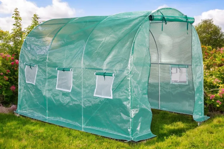 Foliengewächshaus mit PE-Folie – UV-beständig & wetterfest – Tunnelgewächshaus mit Stahlrahmen – Tomatenhaus für Garten – Frühbeet Pflanzenhaus begehbar – Grün (Grün, 200x450x200cm) – Bild 10