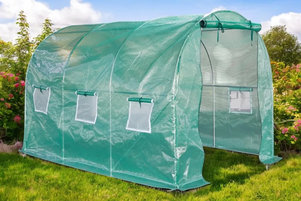 Foliengewächshaus mit PE-Folie – UV-beständig & wetterfest – Tunnelgewächshaus mit Stahlrahmen – Tomatenhaus für Garten – Frühbeet Pflanzenhaus begehbar – Grün (Grün, 200x300x200cm)