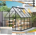 Premium Gewächshaus Aluminium 230x180x195cm 4.14m² Begehbares Garten-Gewächshaus mit verstärktem Fundament & Dachfenster & Tür Wetterfest & temperaturbeständig für Tomaten, Gemüse & Pflanzen - Thumbnail 5