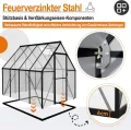 Premium Gewächshaus Aluminium 230x180x195cm 4.14m² Begehbares Garten-Gewächshaus mit verstärktem Fundament & Dachfenster & Tür Wetterfest & temperaturbeständig für Tomaten, Gemüse & Pflanzen - Thumbnail 3