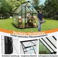 Premium Gewächshaus Aluminium 230x180x195cm 4.14m² Begehbares Garten-Gewächshaus mit verstärktem Fundament & Dachfenster & Tür Wetterfest & temperaturbeständig für Tomaten, Gemüse & Pflanzen - Thumbnail 4