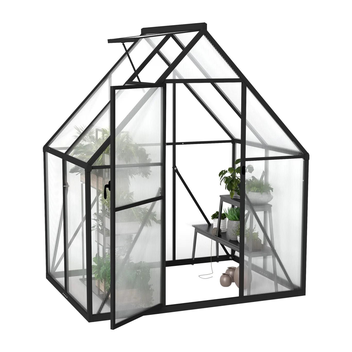 YRHome Premium Gewächshaus Aluminium 125x180x195cm 2.25m² Begehbares Garten-Gewächshaus mit verstärktem Fundament & Dachfenster & Tür Wetterfest & temperaturbeständig für Tomaten, Gemüse & Pflanzen - Bild 1