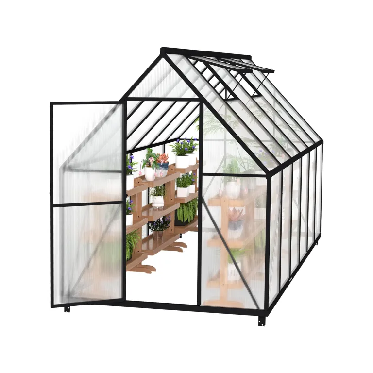 UISEBRT Gewächshaus Treibhaus für Garten Tomatenhaus mit Fundament Frühbeet Pflanzenhaus mit Fenster & Wetterfestem Hohlkammerplatten Gartengewächshäuser 125x180x195cm UV- & Frostgeschützt – Bild 10