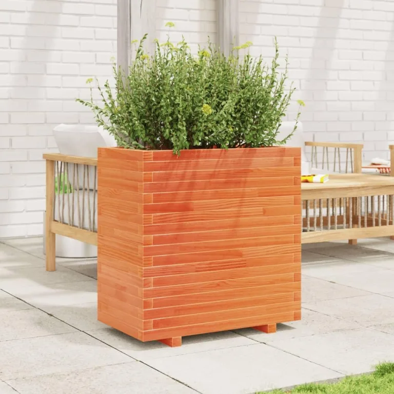 Gecheer Pflanzkübel Wachsbraun massivholz Kiefer großes Fassungsvermögen dekorativer Gartenkasten für Balkone Terrassen und Gärten – Bild 4