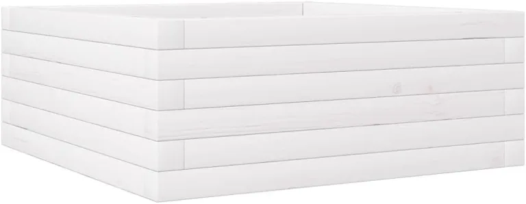 Gecheer Pflanzkübel Weiß 60x60x23 cm Massivholz Kiefer robust und stabil für Garten Dekoration – Bild 8