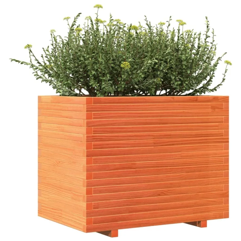 Gecheer Pflanzkübel Wachsbraun massivholz Kiefer großzügiges Fassungsvermögen dekorative Funktion für Gärten Balkone Terrassen – Bild 4