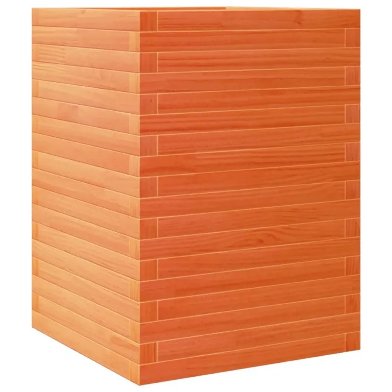 Gecheer Pflanzkübel Wachsbraun 50x50x68 5 cm Massivholz Kiefer dekorativ für Gärten Balkone Terrassen – Bild 2