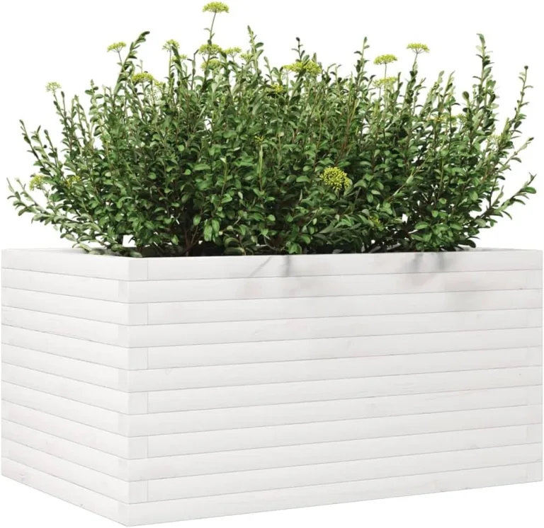 Gecheer Pflanzkübel Weiß 90x60x45 5 cm Massivholz Kiefer robust und stabil für Garten Dekoration – Bild 5