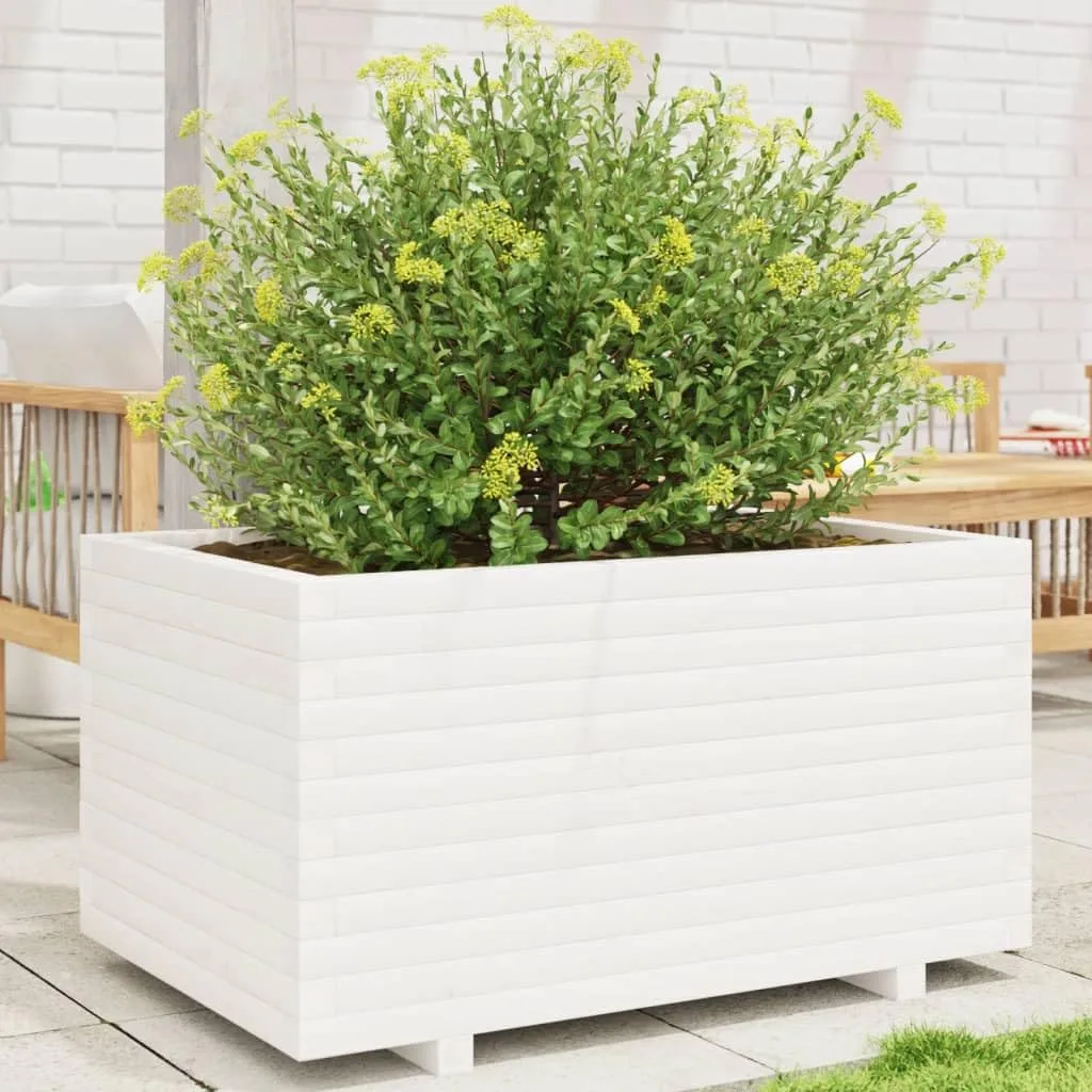 Gecheer Pflanzkübel Weiß massivholz Kiefer großes Fassungsvermögen dekorative Funktion für Gärten Balkone Terrassen - Bild 1