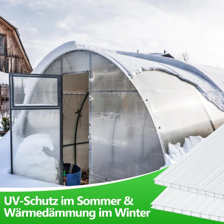 10x Polycarbonat Hohlkammerstegplatten 8mm, 60.5 x 121 cm Zuschneidbarer, Gewächshausplatten UV-beständigen für Gewächshaus Gartenbau Treibhaus Ersatzplatten – Bild 5