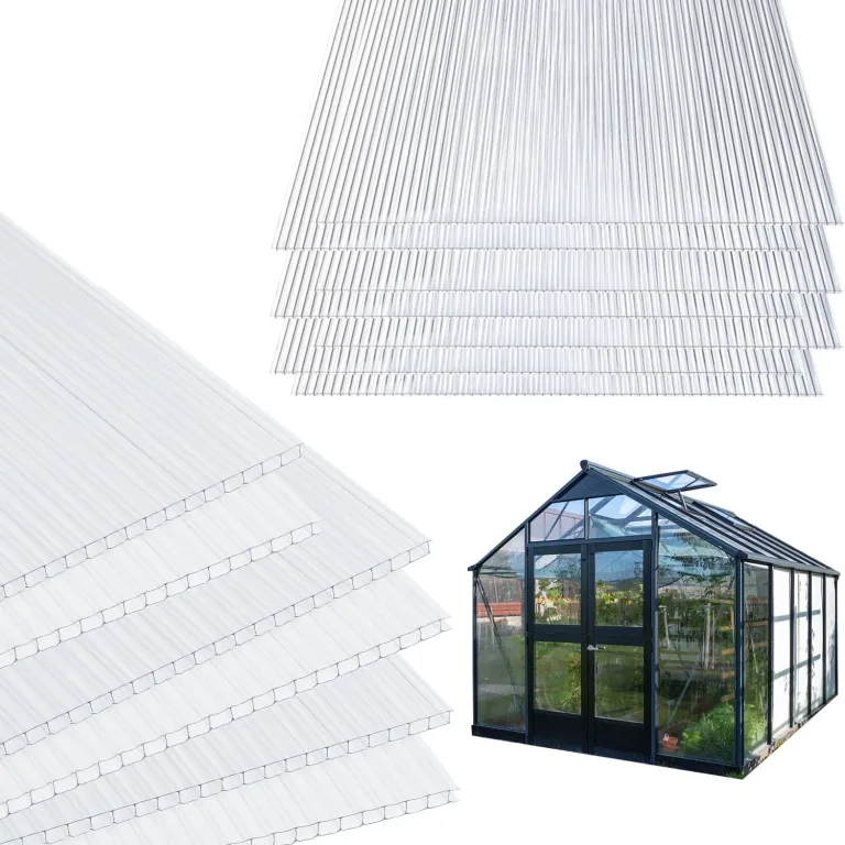 10x Polycarbonat Hohlkammerstegplatten 8mm, 60.5 x 121 cm Zuschneidbarer, Gewächshausplatten UV-beständigen für Gewächshaus Gartenbau Treibhaus Ersatzplatten – Bild 8