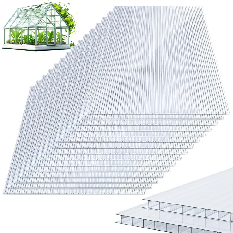 10x Polycarbonat Hohlkammerstegplatten 8mm, 60.5 x 121 cm Zuschneidbarer, Gewächshausplatten UV-beständigen für Gewächshaus Gartenbau Treibhaus Ersatzplatten – Bild 1