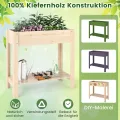 COSTWAY Hochbeet mit Ablage, Erhöhtes Gartenbeet aus Holz, Pflanzkasten mit Entwässerung, Gemüsebeet Kräuterbeet groß, für Balkon Garten Terrasse, 81 x 37 x 77 cm, Natur - Thumbnail 5