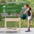 COSTWAY Hochbeet mit Ablage, Erhöhtes Gartenbeet aus Holz, Pflanzkasten mit Entwässerung, Gemüsebeet Kräuterbeet groß, für Balkon Garten Terrasse, 81 x 37 x 77 cm, Natur - Thumbnail 3