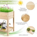 COSTWAY Hochbeet mit Ablage, Pflanzkübel Holz Pflanzkasten Blumenbeet Kräuterbeet Pflanztrog, Pflanzbeet groß Anzuchtbeet im Garten Balkon, 92 x 41 x 81 cm, Natur - Thumbnail 3