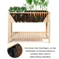 COSTWAY Hochbeet mit Ablage, Pflanzkübel Holz Pflanzkasten Blumenbeet Kräuterbeet Pflanztrog, Pflanzbeet groß Anzuchtbeet im Garten Balkon, 92 x 41 x 81 cm, Natur - Thumbnail 4