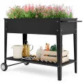Xbro Hochbeet mit Rollen & Ablageboden aus Metall, Pflanzkasten Blumenkübel für Garten, Balkon & Terrasse, 104x41x80 cm, Schwarz - Thumbnail 8