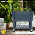 Permasteel Hochbeet mit Beinen, Pflanzkasten mit EnGrow™ TrueSoil™ Technologie für Gemüse, Blumen, Kräuter und Obst, Outdoor Indoor, Ablageregal, Lenkrollen, Blau - Thumbnail 3