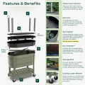 Permasteel Hochbeet mit Beinen, Pflanzkasten mit EnGrow™ TrueSoil™ Technologie für Gemüse, Blumen, Kräuter und Obst, Outdoor Indoor, Lagerregal, Lenkrollen, Grün - Thumbnail 8