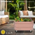 Permasteel selbstbewässerndes Gartenbeet, rollender Pflanztopf für Gemüse, Blumen, Kräuter und Obst, für drinnen und draußen, mit Rädern, Rosa - Thumbnail 2