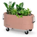 Permasteel selbstbewässerndes Gartenbeet, rollender Pflanztopf für Gemüse, Blumen, Kräuter und Obst, für drinnen und draußen, mit Rädern, Rosa - Thumbnail 1