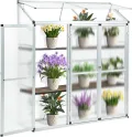 Anlehngewächshaus aus Aluminium, kompaktes Tomaten-Gartenhaus, Anlehngewächshaus aus Aluminium, Kleiner Tomatenanbau, 3 Türen, 190 x 52 x 182 cm, silberfarben, ideal für Urban Gardening, pla - Thumbnail 2