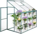 Anlehngewächshaus aus Aluminium, kompaktes Tomaten-Gartenhaus, Anlehngewächshaus aus Aluminium, kleiner Tomatenanbau, drei Türen, offene Rückseite, 182 x 122 x 195 cm, langlebige grüne Oberf - Thumbnail 1