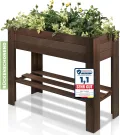 PATKAR Hochbeet Holz 81x33x70cm [RÜCKENSCHONENDE HÖHE] - Premium hochbeet Balkon oder Garten (Made in Europe) - Pflanzkasten Hochbeete-Kit - Kräuterbeet Balkon Hochbeet - Hochbeete für Garten (Braun) - Thumbnail 1
