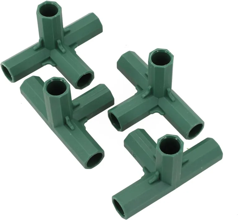 Gewächshaus-Strukturverbinder, 4-teiliges Set, Kunststoff-Stangenverbindungsadapter für Garten und Außenbereich, PVC-Metallrohre, 16–17 mm Innendurchmesser, dunkelgrün, DIY-Regale, Möbelbau (B) – Bild 3