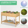 Outsunny Hochbeet mit Regal, erhöhtes Kräuterbeet mit Ablauflöcher, 8 Fächer, Pflanzkasten aus Holz, wetterbeständig Pflanzbeet Gemüsebeet für Garten, Balkon, 110 x 46 x 76 cm Naturholz - Thumbnail 4
