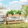 Outsunny Hochbeet mit Regal, erhöhtes Kräuterbeet mit Ablauflöcher, 8 Fächer, Pflanzkasten aus Holz, wetterbeständig Pflanzbeet Gemüsebeet für Garten, Balkon, 110 x 46 x 76 cm Naturholz - Thumbnail 8