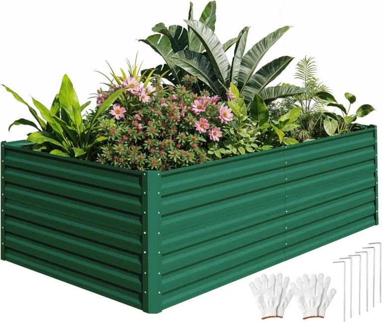 DWVO Hochbeet Metall 240x120x60cm mit Handschuhen, Gartenhochbeet aus Stahl, Rostfrei & Wetterfest, Stabiles verzinktes Beet mit Sicherheitsgummi für Gemüse Blumen Obst, Schwarz – Bild 10