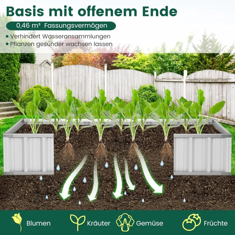 COSTWAY 2 in 1 Hochbeet mit Gewächshaus, verzinktes Pflanzbeet mit Rolltür, Abnehmbarer PE-Abdeckung, rechteckiges Gartenbeet Metall, Blumenbeet Pflanzkasten Frühbeet Treibhaus, Grün, 174x90x70cm – Bild 5