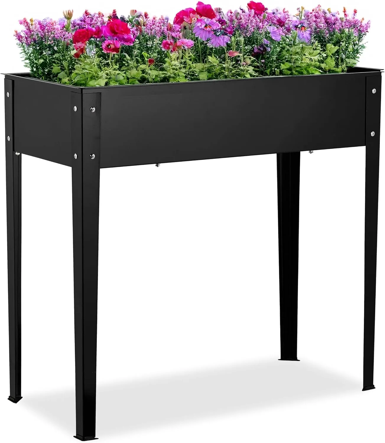 Relaxdays Hochbeet, Garten, Balkon & Terrasse, pulverbeschichteter Stahl, HxBxT: 80 x 85 x 40 cm, Pflanzenbeet, schwarz - Bild 1