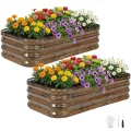 INNO STAGE Verstellbares Hochbeet, 150 x 90 x 30 cm, Pflanzkästen aus Metall für den Außenbereich zum Anbau von Gemüse, Kräutern und Blumen, Hochbeet-Bausatz aus Stahl – Olivgrün, 2er-Pack - Thumbnail 10