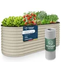 GRUNA - Hochbeet Metall 200x60x75 cm I 6 in 1 Modular Hochbeete-Kit I 100% Rostfrei I Formstabil Dank Verstrebung I Hochbeete für Garten I Hochbeet Creme Weiß (200x60x75) - Thumbnail 9
