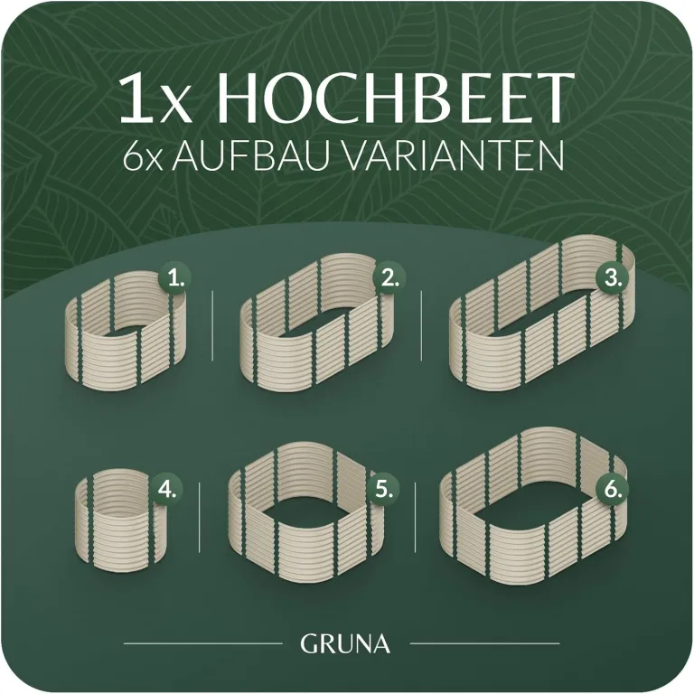 GRUNA - Hochbeet Metall 200x80x75 cm I 6 in 1 Modular Hochbeete-Kit I 100% Rostfrei I Formstabil Dank Verstrebung I Hochbeete für Garten I Hochbeet Creme Weiß (200x80x75) – Bild 5