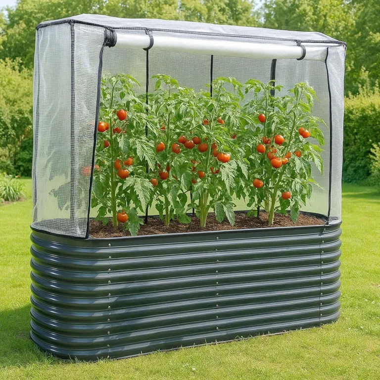 Hochbeet Garten Balkon mit integriertem Gewächshaus 195 x 60 x 170cm (LBH) | stahlverzinktes & pulverbeschichtetes 0,6mm Metall anthrazit - Edelstahlschrauben | witterungsbeständig - Schädlingsschutz – Bild 2
