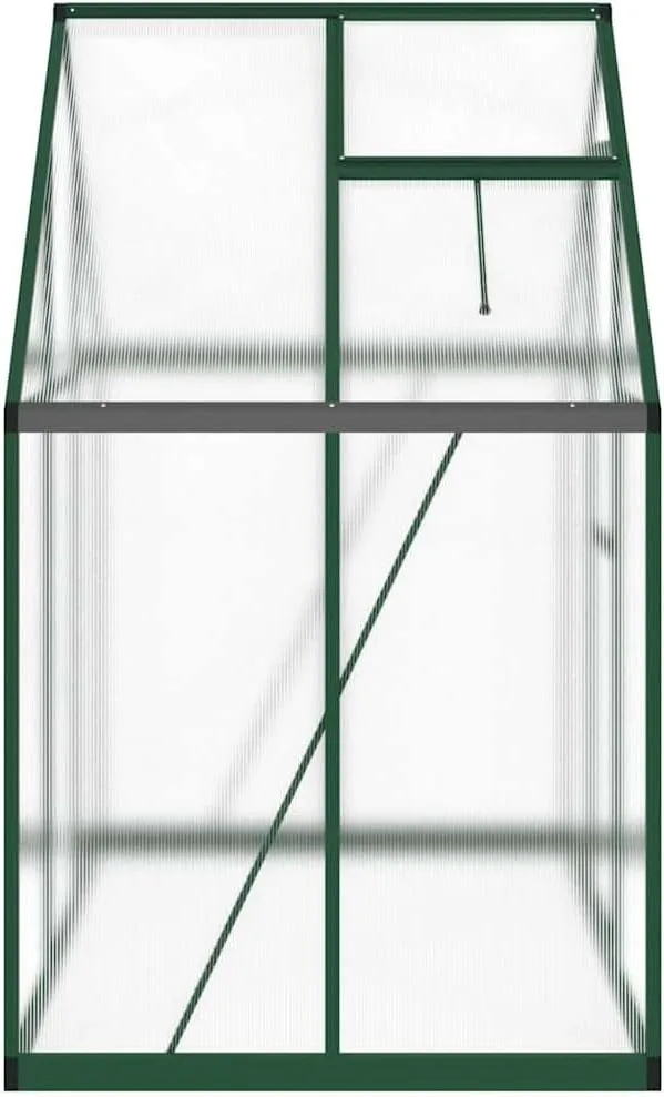 Refined Pflanzenhaus mit Dachrinnensystem Flügeltür Treibhaus für Pflanzen Frühbeet Gewächshaus mit Fundamentrahmen Grün 169x114x195 cm Aluminimum – Bild 5