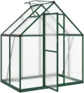 Refined Pflanzenhaus mit Dachrinnensystem Flügeltür Treibhaus für Pflanzen Frühbeet Gewächshaus mit Fundamentrahmen Grün 169x114x195 cm Aluminimum - Thumbnail 7