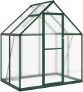 Refined Pflanzenhaus mit Dachrinnensystem Flügeltür Treibhaus für Pflanzen Frühbeet Gewächshaus mit Fundamentrahmen Grün 169x114x195 cm Aluminimum - Thumbnail 2
