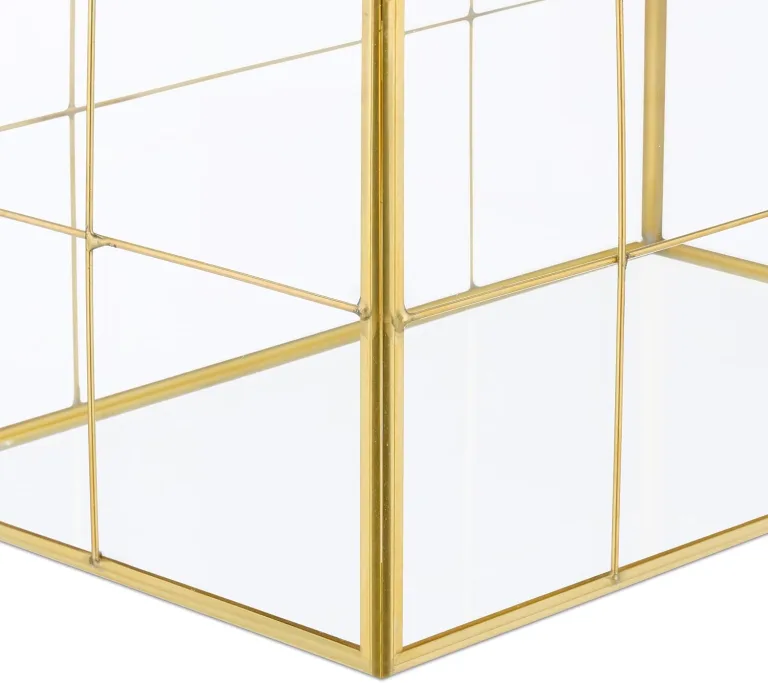 Relaxdays Pflanzenterrarium, Glas & Kupfer, HBT: 21x23x14 cm, Deko Glashaus Kakteen & Moos, Glaskasten Fensterbank, gold – Bild 6