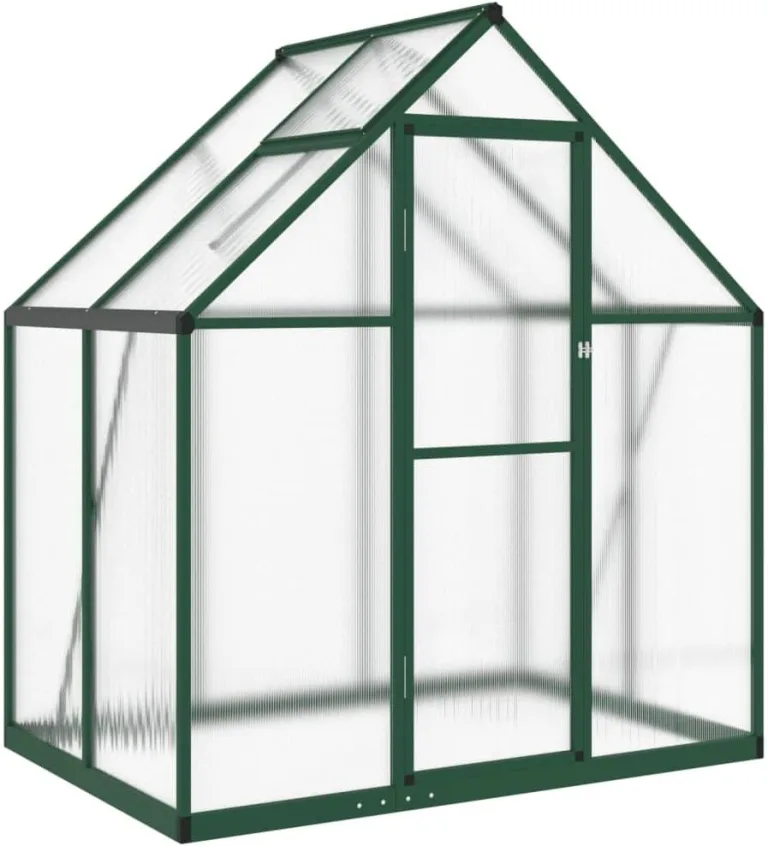 IKAYAA Gewächshaus Aluminium mit Fundament Gewächshaus für den Garten Gartenhaus Winterfest Tomatenhaus Frühbeet und Pflanzenhaus-Grün-169 x 114 x 195 cm – Bild 3