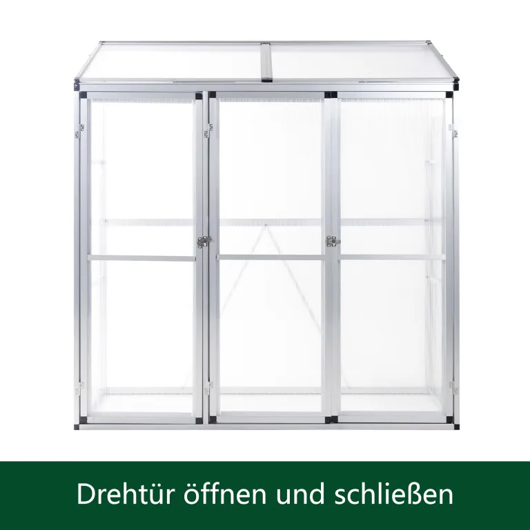 Aluminium-Gewächshaus – kompakter Tomatenzüchter – 3 Türen – 190 x 52 x 182 cm – Silber – ideal für kleine Räume und städtische Gartenarbeit – Bild 3