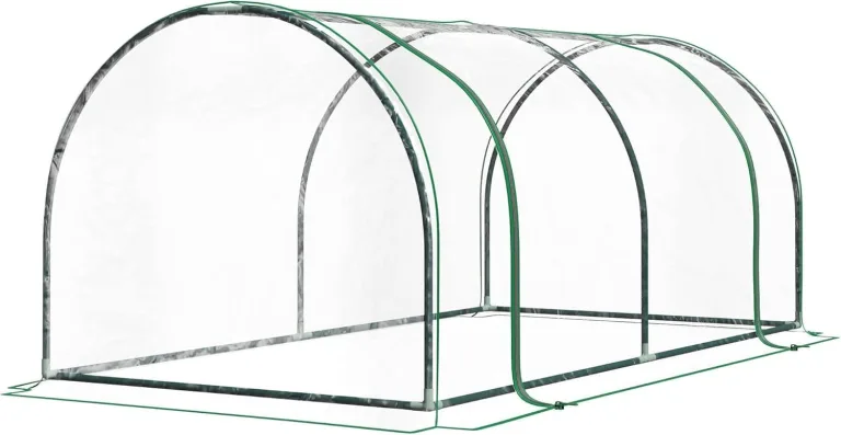 Gewächshaus mit Tür, Foliengewächshaus aus Stahl, Treibhaus für Balkon, Garten, Tomatenhaus 200x100x80cm, Tomatengewächshaus für Tomaten, Gemüse, Blumen, Pflanzen, Transparent+Grün – Bild 1