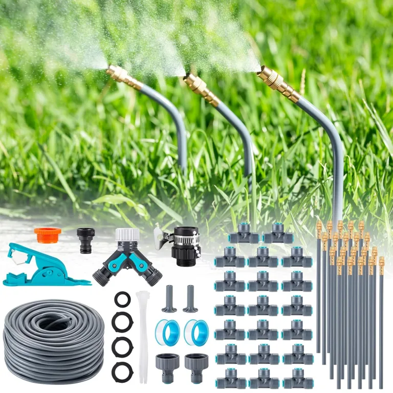360° Automatisches Garten Bewässerungssystem, Tropfbewässerung mit Präziser Durchflussregelung, Sprinklersystem Kühlsystem für Gewächshaus, Hochbeet, Terrasse, Balkontopfpflanzen (30M) – Bild 1