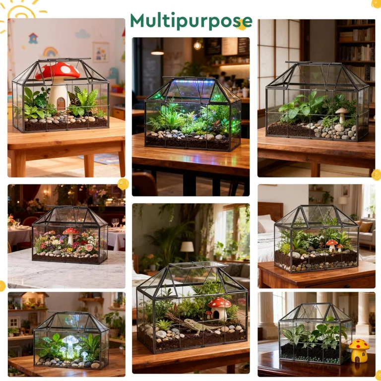 Mini Gewächshaus Fensterbank Glas 23,3 x 13,6 x 18cm Pflanzen Terrarium Klein Flaschengarten DIY (Keine Pflanzen enthalten) für Sukkulenten, Kakteen – Bild 7