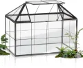 Mini Gewächshaus Fensterbank Glas 23,3 x 13,6 x 18cm Pflanzen Terrarium Klein Flaschengarten DIY (Keine Pflanzen enthalten) für Sukkulenten, Kakteen - Thumbnail 1