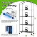 4-stöckiges Gewächshaus mit Rädern, höhenverstellbare Ablagen, Metall-Pflanzenregal mit PVC-Abdeckung für Saatanfangschalen, Sämlingstöpfe, Pflanztöpfe, 33 x 73,7 x 185,4 cm - Thumbnail 9