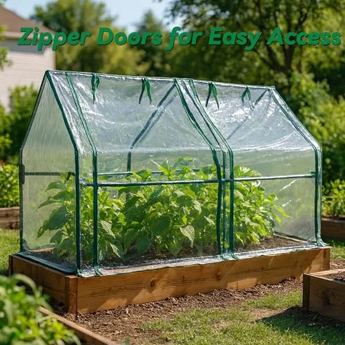 Gardzen Mini-Gewächshaus, tragbares Frühbeet-Gewächshaus, für drinnen und draußen, kleines Gewächshaus für Samenstart und Pflanzenschutz, 182,1 cm (L) x 36,2 (B) x 42,5 (H) – Bild 8